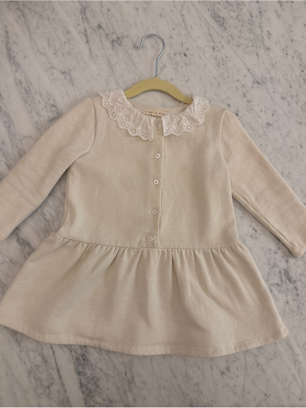 Copper Key Cream Lace-Collar Casual Kids Dress